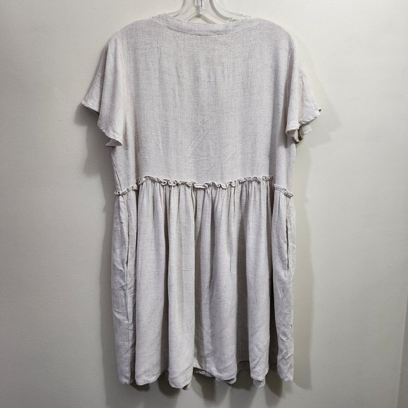 House of Sienna linen blend v-neck button front short sleeve dress NWT size 14 - Picture 3 of 11